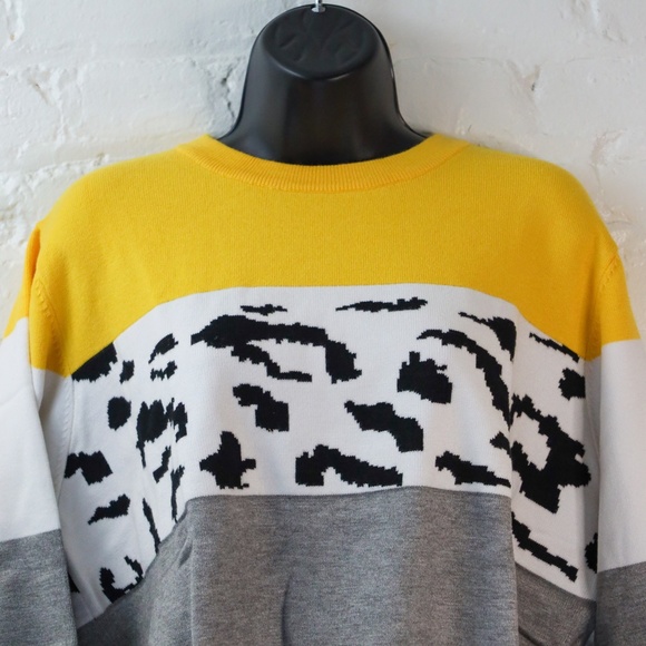 OnlyPuff Women Knitted Sweater Striped Long-Sleeve Leopard Pullover Top - Picture 3 of 10